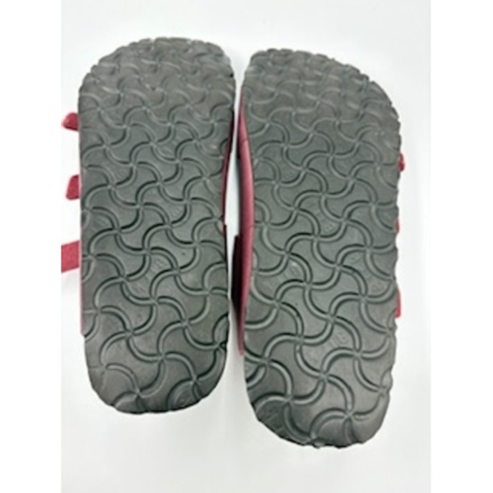 Birki's Birkenstock Sandals 6.5 Burgundy Triple Strap Slide Comfort Gorpcore - Picture 7 of 7